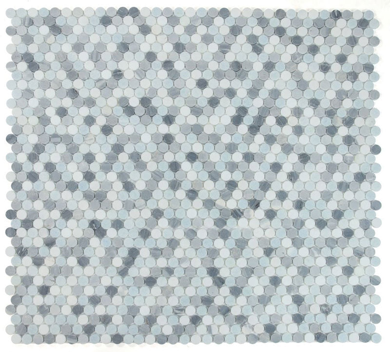 Mosaics Marble Penny Series - Blue Grey White