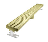 Quartz Linear Shower Drain Wave - Satin Brass
