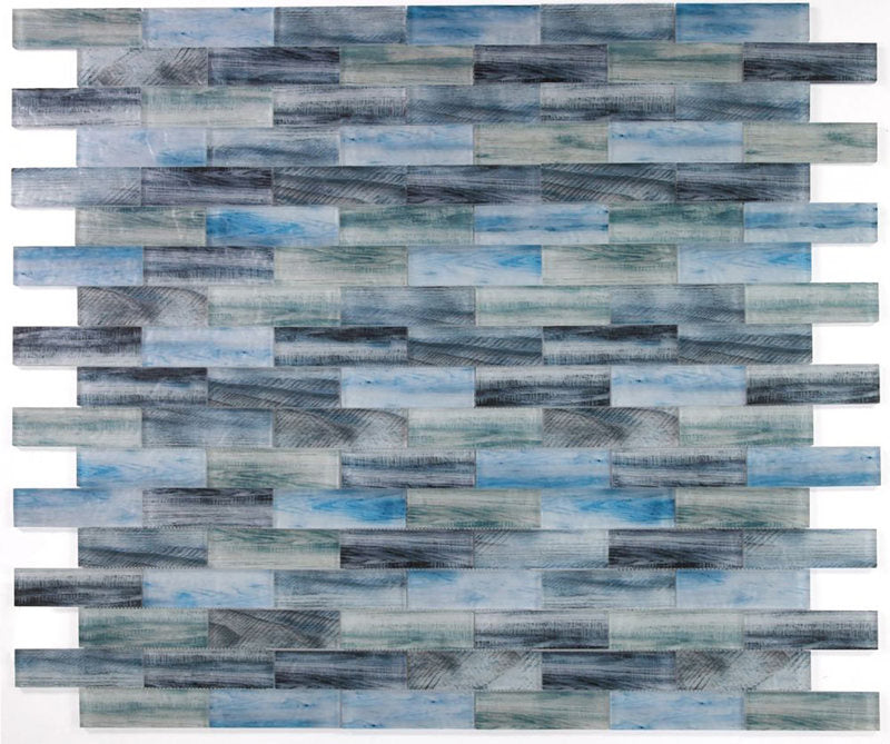 Art Wood Ocean Glass Tile Brick - Ocean Blue - 2 x 6