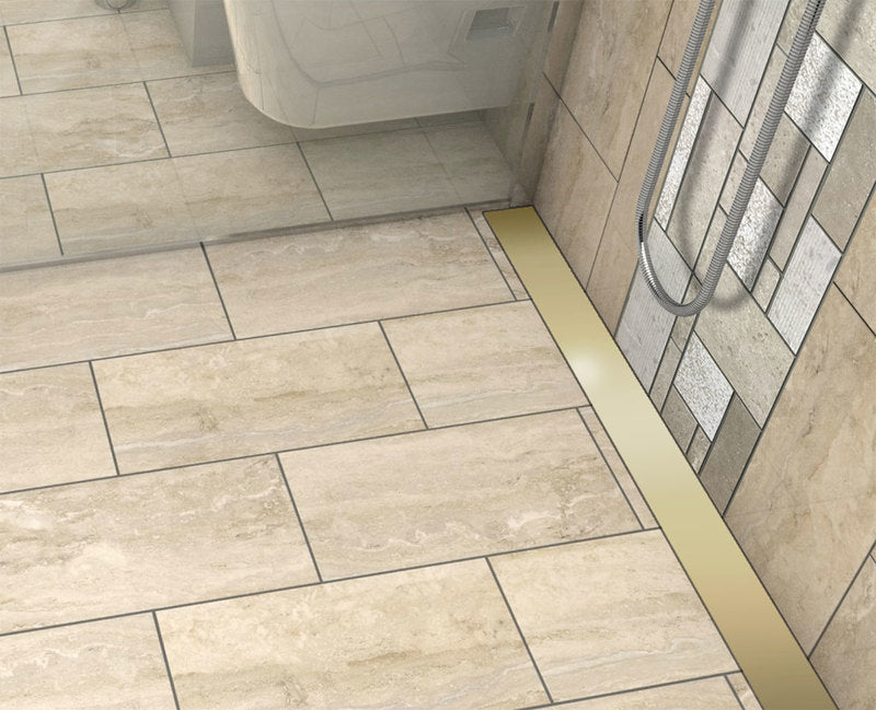 Quartz Linear Shower Drain Solid - Satin Brass