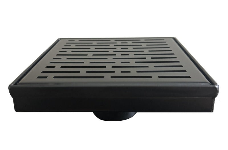 SereneDrains Square Shower Drain Broken Lane Matte Black 6