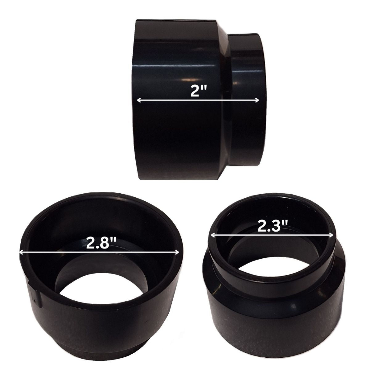 SereneDrains Plastic Reducer Coupling 1-1/2 in x 2 in ABS PVC DWV Pipe Fitting Adapter