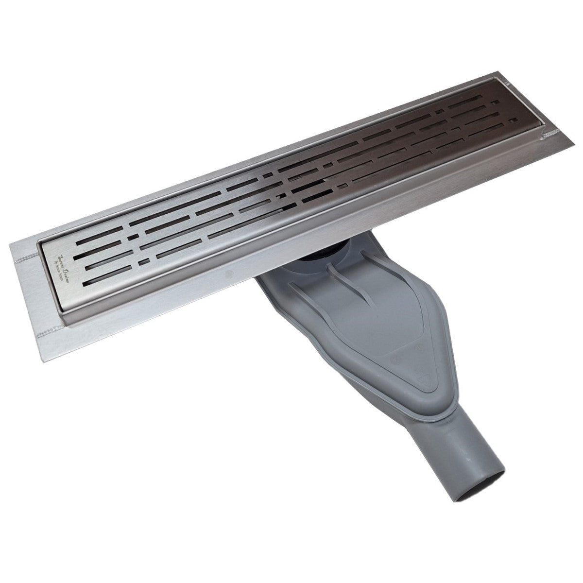 SereneDrains Wow Drain TM Side Discharge Outlet with Linear Shower Drain Horizontal Low Profile