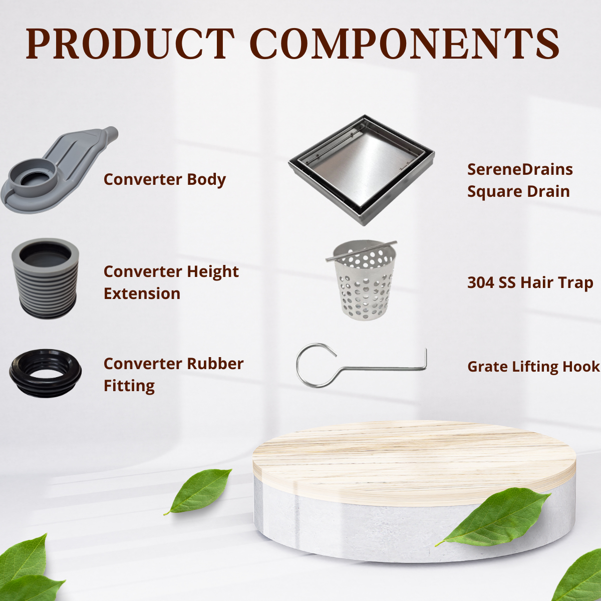 SereneDrains Wow Drain TM Side Discharge Outlet with 5 Inch Tile Insert Square Shower Drain Horizontal Low Profile