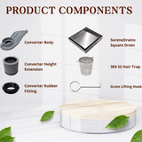 SereneDrains Wow Drain TM Side Discharge Outlet with 5 Inch Tile Insert Square Shower Drain Horizontal Low Profile