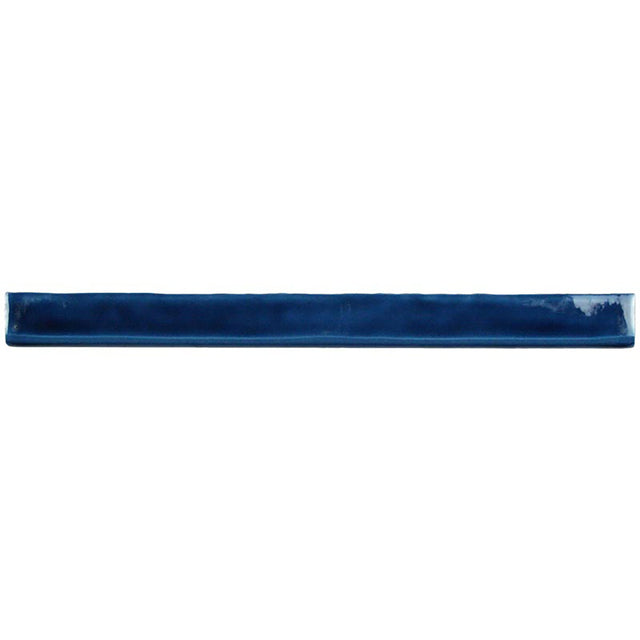 Glossy castille ceramic bullnose trim tile with handcrafted Spanish artisan detailing