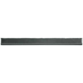 Glossy dark grey ceramic bullnose trim tile with handcrafted Spanish artisan detailing