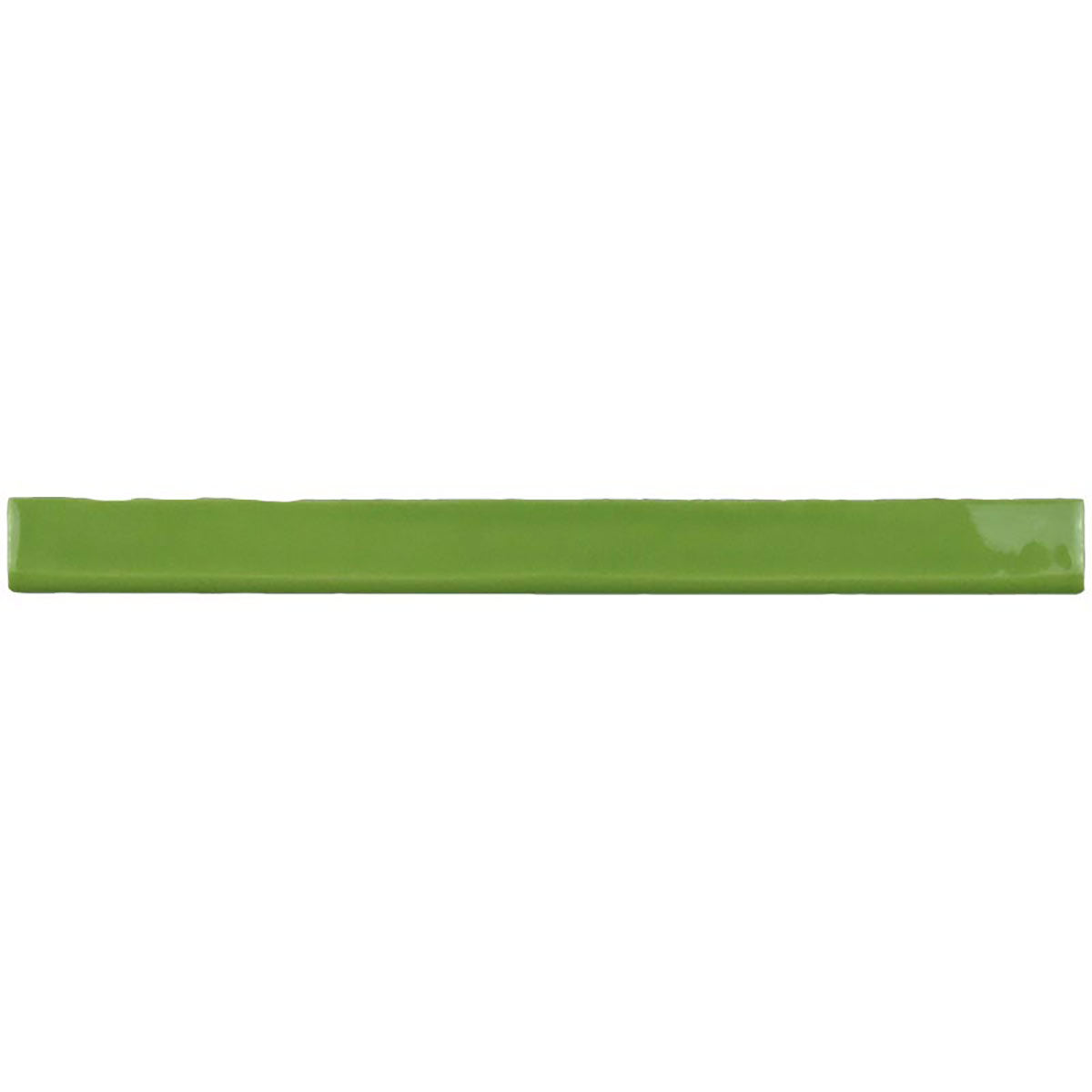 Glossy green branch ceramic bullnose trim tile with handcrafted Spanish artisan detailing