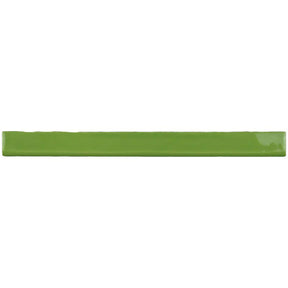 Glossy green branch ceramic bullnose trim tile with handcrafted Spanish artisan detailing