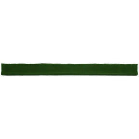Glossy green turtle ceramic bullnose trim tile with handcrafted Spanish artisan detailing