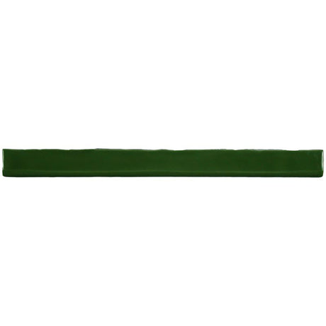 Glossy green turtle ceramic bullnose trim tile with handcrafted Spanish artisan detailing
