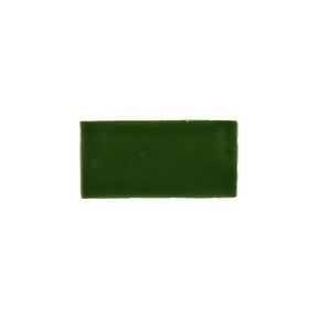 Glossy green turtle ceramic subway tile with handcrafted Spanish artisan texture