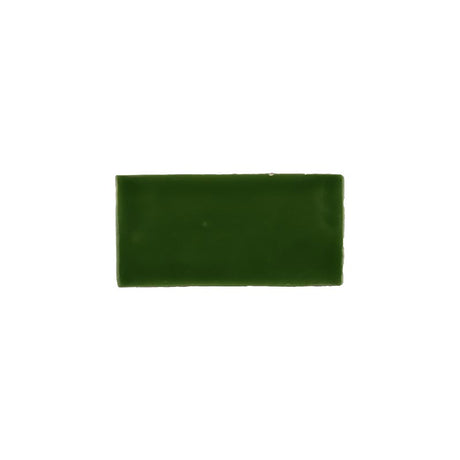 Glossy green turtle ceramic subway tile with handcrafted Spanish artisan texture