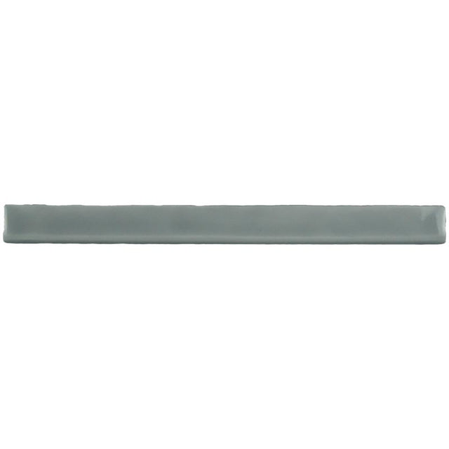 Glossy grey ceramic bullnose trim tile with handcrafted Spanish artisan detailing