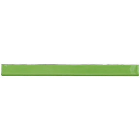 Glossy happy green ceramic bullnose trim tile with handcrafted Spanish artisan detailing