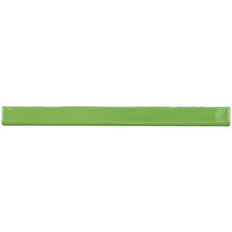 Glossy happy green ceramic bullnose trim tile with handcrafted Spanish artisan detailing