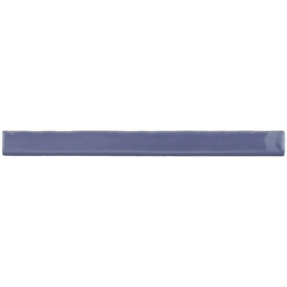 Glossy lavender ceramic bullnose trim tile with handcrafted Spanish artisan detailing
