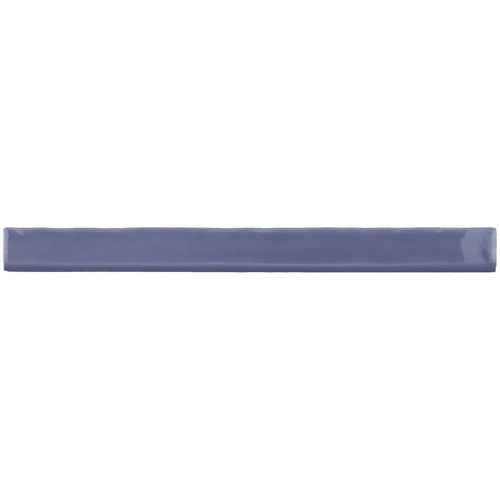 Glossy lavender ceramic bullnose trim tile with handcrafted Spanish artisan detailing