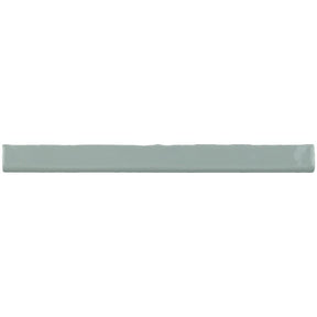 Glossy light blue ceramic subway tile with handcrafted Spanish artisan detailing