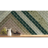 Kaleidoscope Handmade Ceramic Tile 3x6 - Olive Green