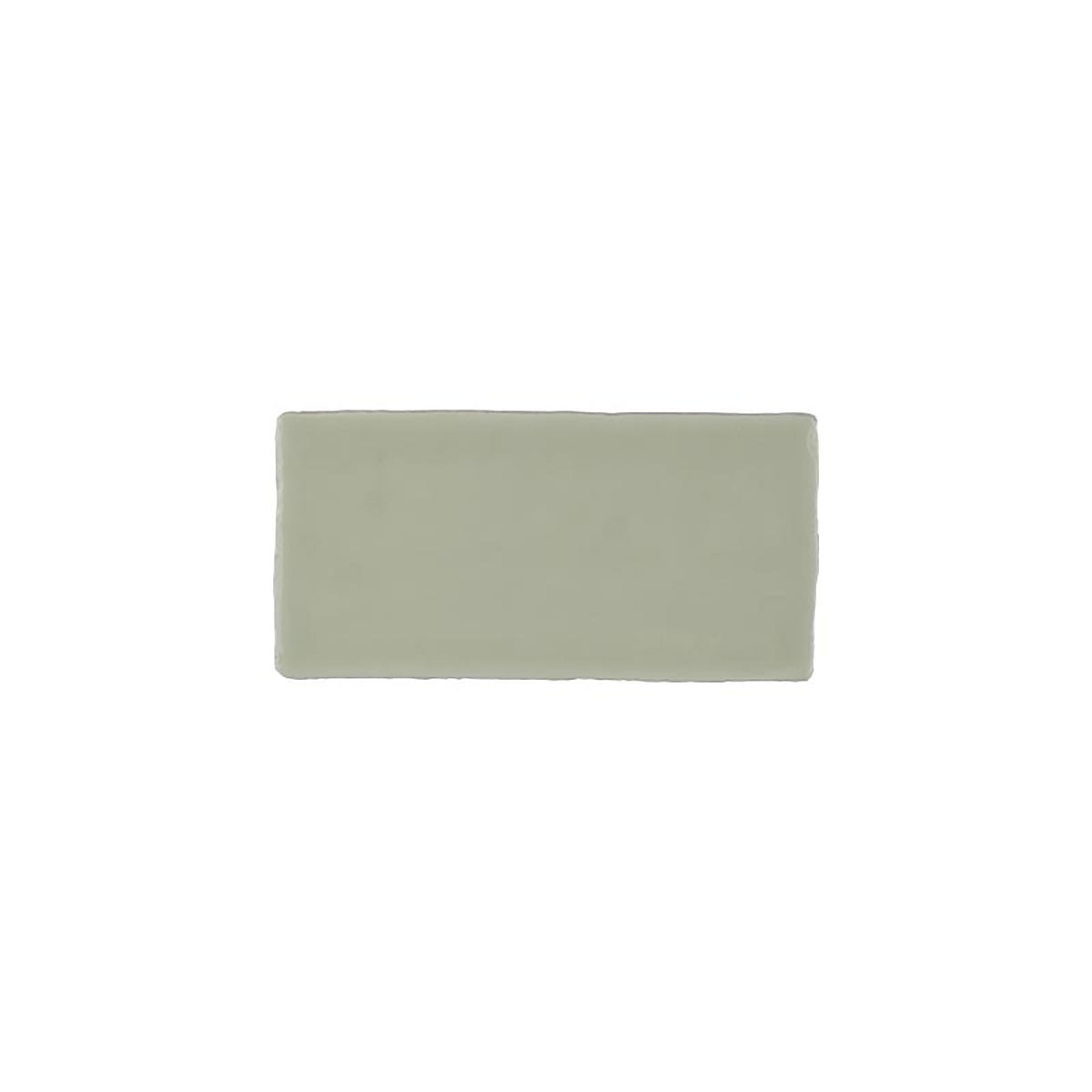Glossy pistachio ceramic subway tile with handcrafted Spanish artisan detailing