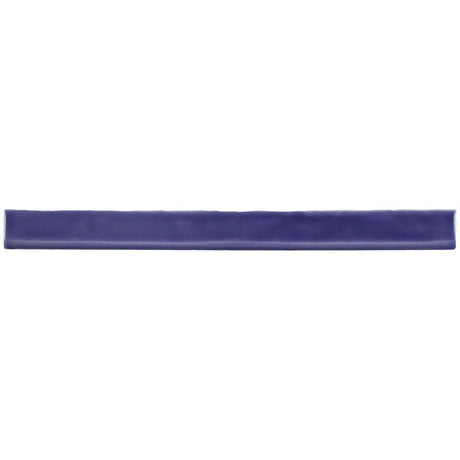 Glossy purple ceramic bullnose trim tile with handcrafted Spanish artisan detailing