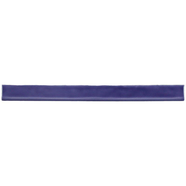 Glossy purple ceramic bullnose trim tile with handcrafted Spanish artisan detailing