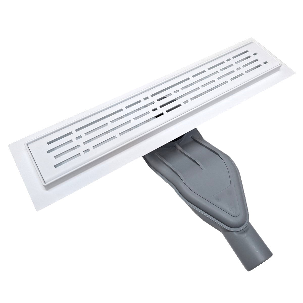 SereneDrains Wow Drain TM Side Discharge Outlet with Linear Shower Drain Horizontal Low Profile