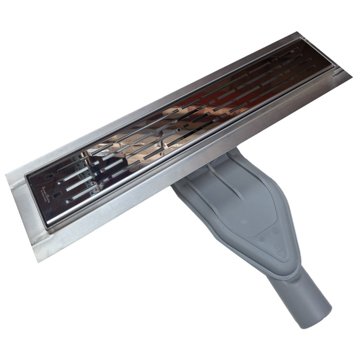 SereneDrains Wow Drain TM Side Discharge Outlet with Linear Shower Drain Horizontal Low Profile