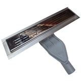 SereneDrains Wow Drain TM Side Discharge Outlet with Linear Shower Drain Horizontal Low Profile