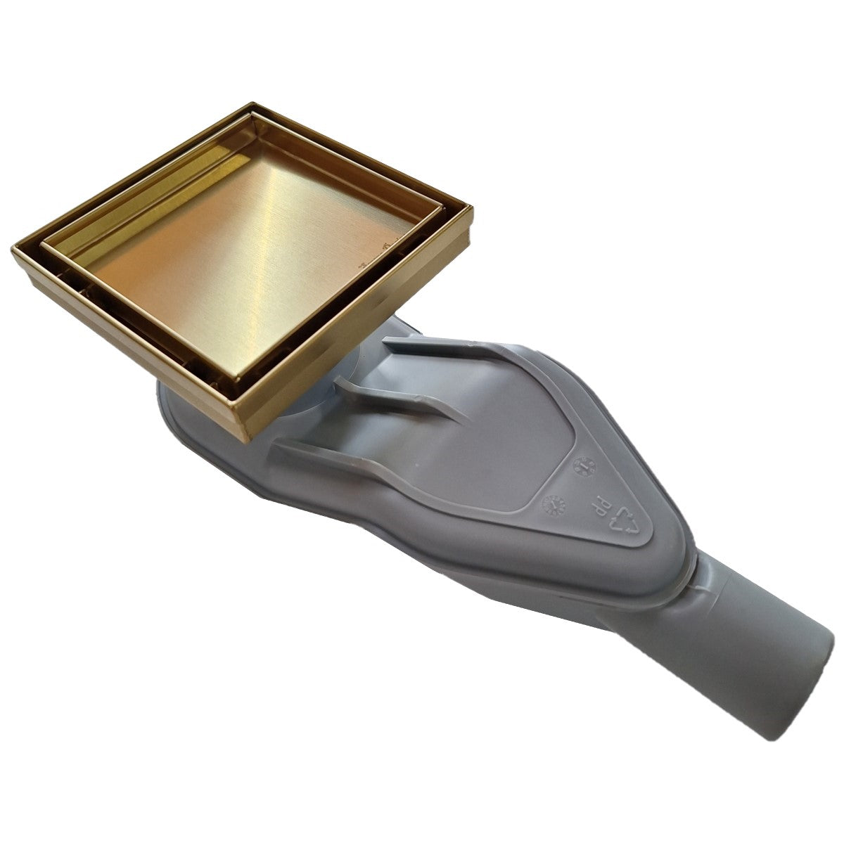 SereneDrains Wow Drain TM Side Discharge Outlet with 5 Inch Tile Insert Square Shower Drain Horizontal Low Profile