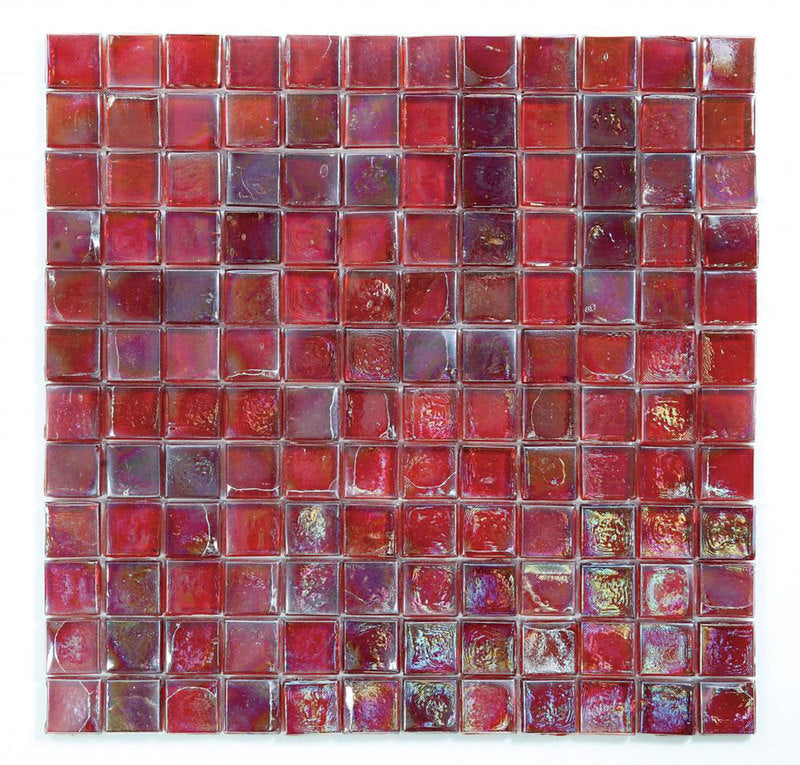 Mosaic Glass Tile Squares - Burgundy