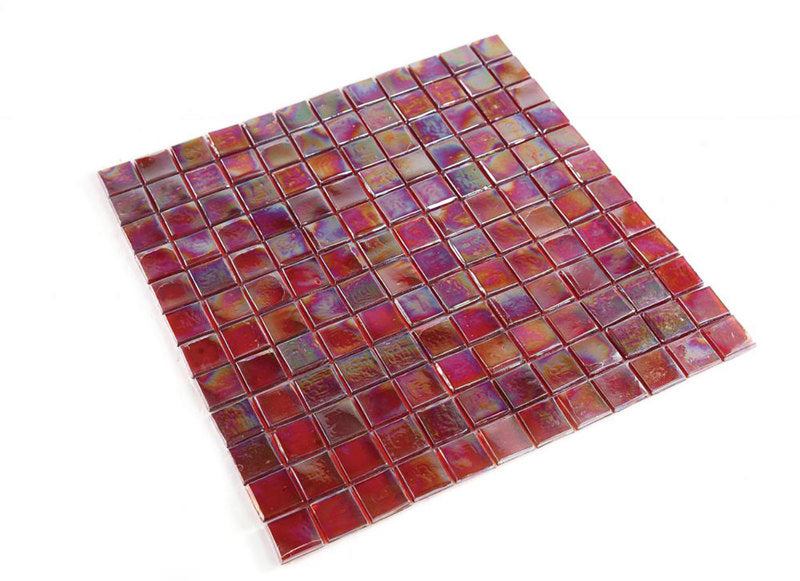 Mosaic Glass Tile Squares - Burgundy