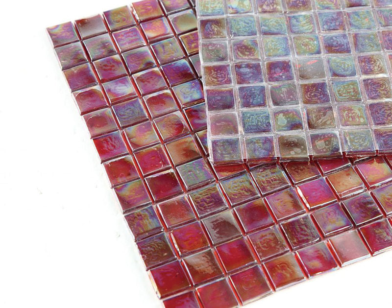 Mosaic Glass Tile Squares - Burgundy