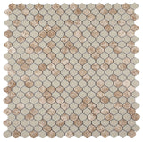 Mosaic Crackle Glass and Marble Tile Arabesque Shape - Emperador