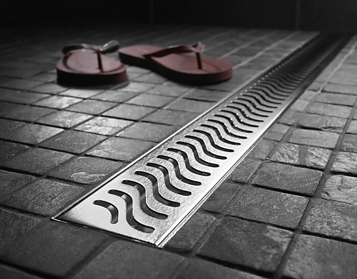 Quartz Linear Shower Drain Brushed Stainless - Flag 55
