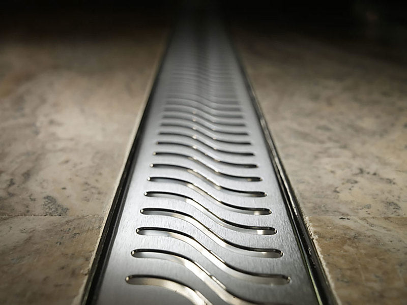 Quartz Linear Shower Drain Brushed Stainless - Flag 55