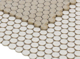 Mosaic Handmade Porcelain Penny Round - Natural Grey Glossy