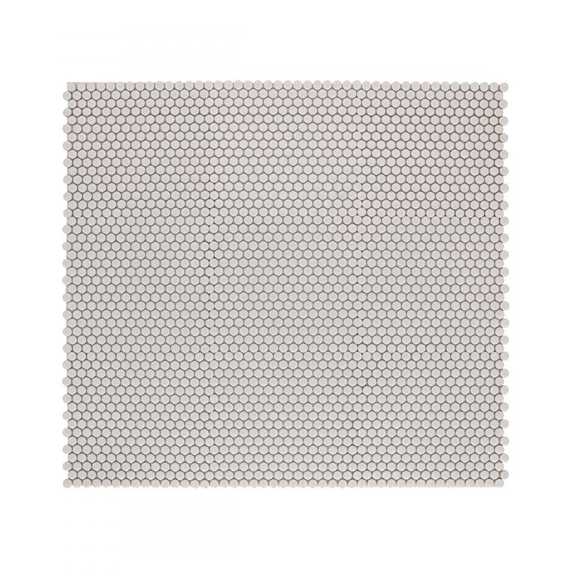 Mosaic Handmade Porcelain Penny Round - Natural Grey Glossy