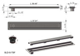 SereneDrains Linear Shower Drain Offset Outlet Square - Brushed 35
