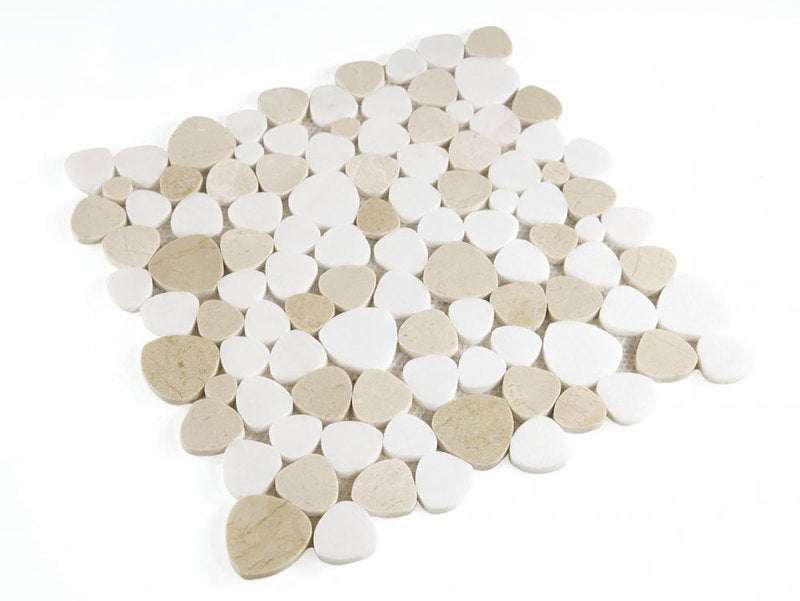 Marble Pebbles Mosaics Heart Shape - Cappuccino