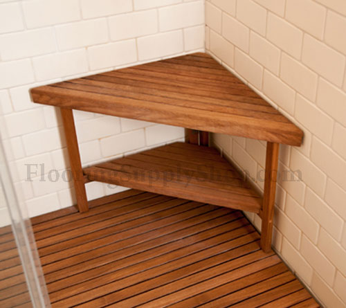 Teak Triangle Corner Bench Small