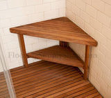 Teak Triangle Corner Bench Small