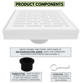 SereneDrains Square Shower Drain Broken Lane Matte White 6