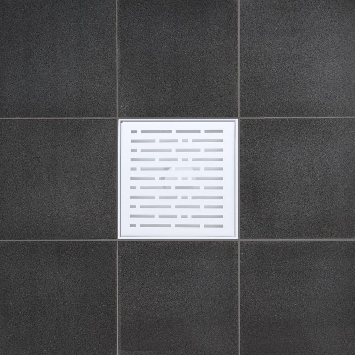 SereneDrains Square Shower Drain Broken Lane Matte White 6