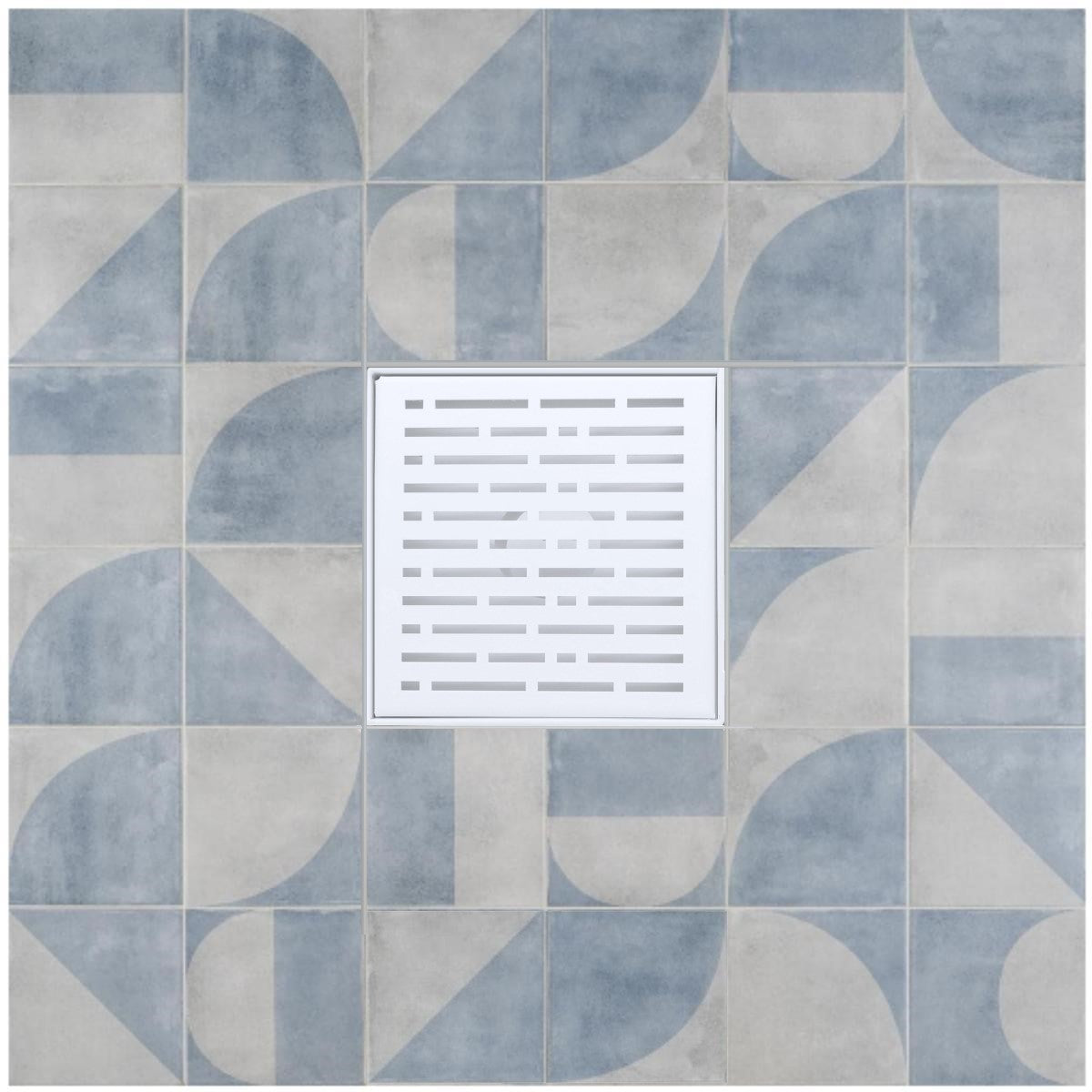 SereneDrains Square Shower Drain Broken Lane Matte White 6