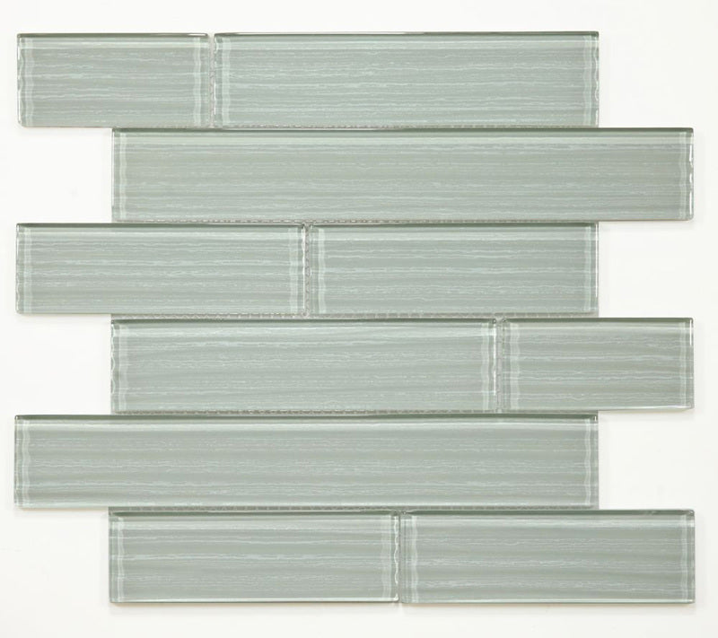 Mosaic Linear Glass Tiles Silver Grey - Multi Size