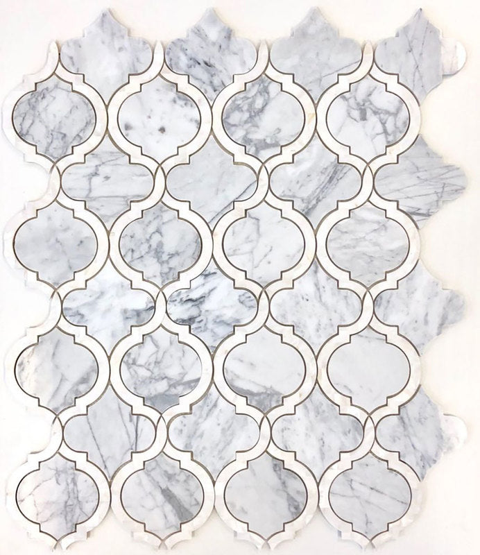 Tahitian Pearl - Statuario Marble in Arabesque Shape