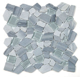 Marble and Glass Pebbles Mosaics Broken Shape - Blue White
