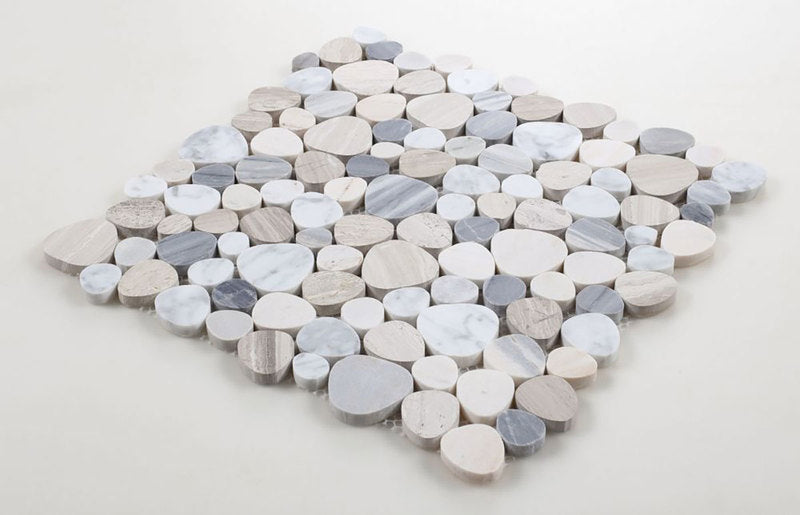 Marble Pebbles Mosaics Heart Shape - Earth tone